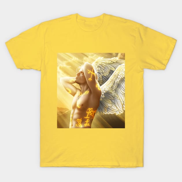 angel with the golden wings T-Shirt by c0ffeebee